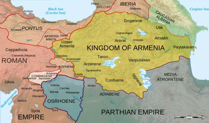 Армянские царства Великая Армения, Малая Армения, Софена и Коммагена.