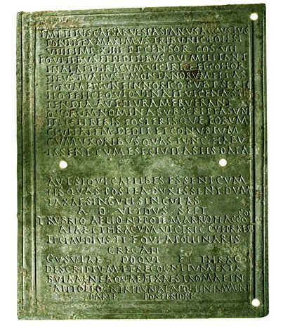 ​Римский военный диплом эпохи правления Веспасиана (69–79 гг.)