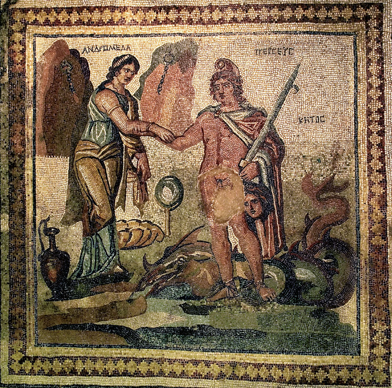 Персей-победитель дракона и Андромеда, мозаика, г. Зевгма, 2-3 век