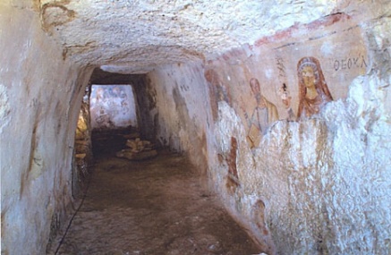 Ап. Павел и св. Фекла на фреске в пещере св. Павла в Эфесе