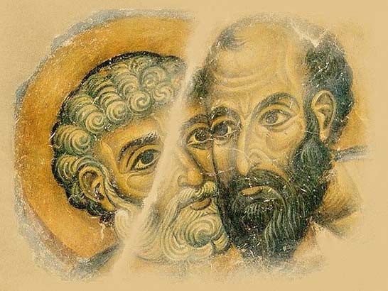 Пётр и Павел, фрагмент фрески, Новый Афон