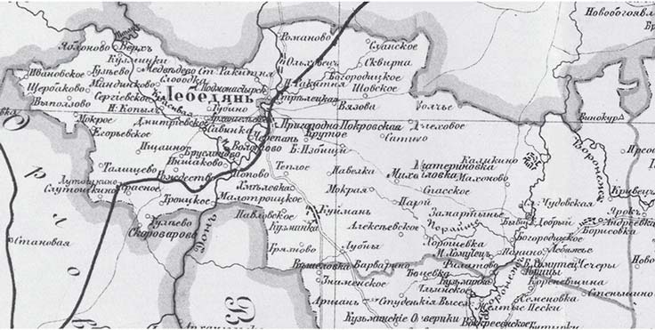 Карта Лебедянского уезда. Конец XIX в.