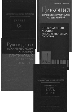 Рис. 8.8. Несколько книг по анализу конкретных объектов и по аналитической химии платиновых металлов.