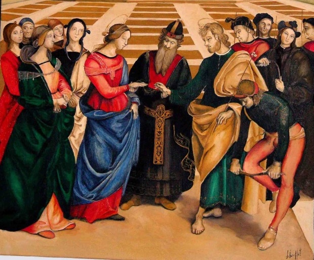 Николай-Захария обручает Иосифа и Марию по жребию, Рафаэль